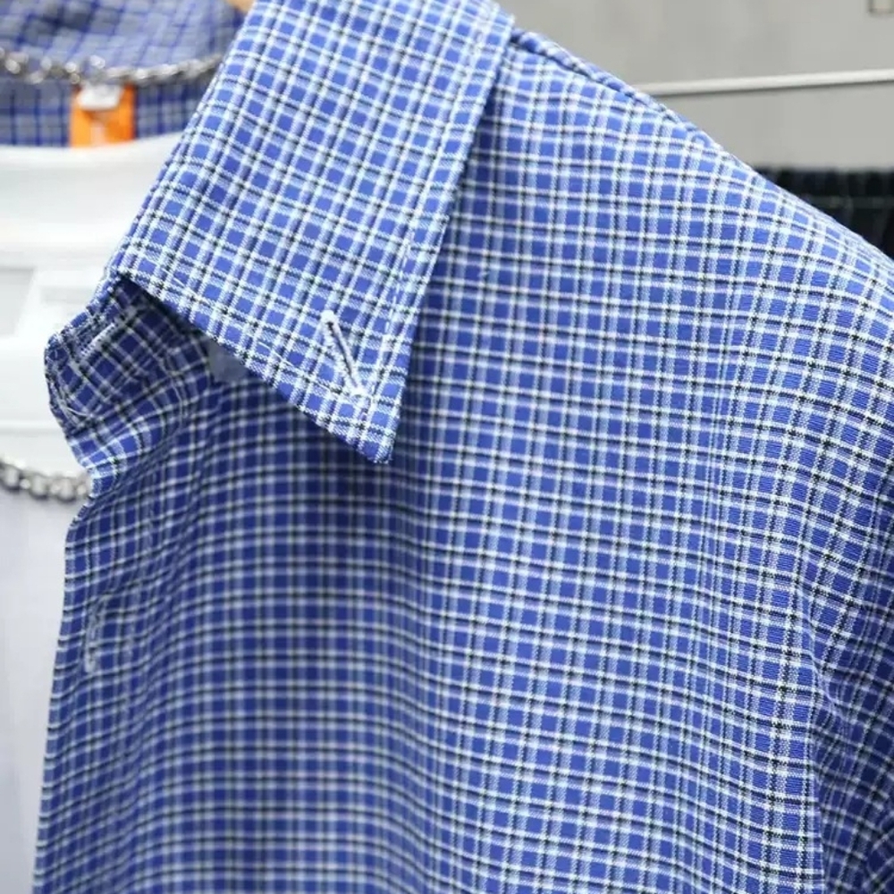 Blue Micro Check Short Sleeve Shirt - Picture 3 of 4